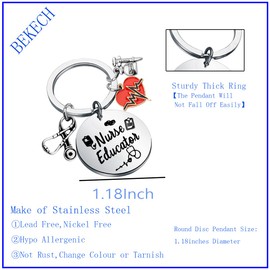BEKECH Nurse Keychain Certified Nurse Educator Gift Nursing School Instructor Keychain Nursing Instructor Gift (Nurse Educator keychain)