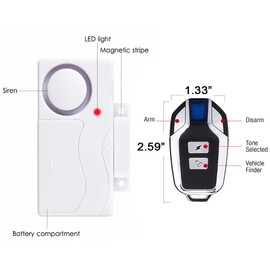 Window Door Sensor Burglar Alarm Entry Alert with Remote Controller, Wireless Anti-Theft Door Lock Anti Lost Magnetic Alarm for Home Business, 108dB High Volume