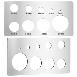 PH PandaHall - 2 plantillas circulares, reglas de medición de abalorio de acero inoxidable, herramienta de medición de círculos, plantillas redondas para abalorio, piedras perlas, diamantes medidos