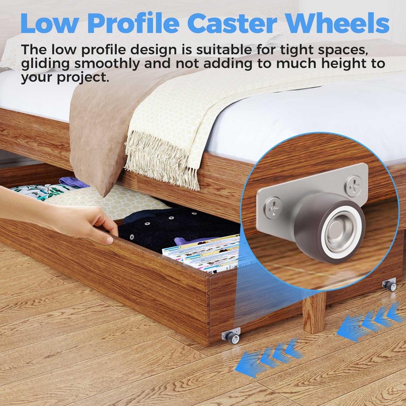 Mixizigoz Mini Side Mount Casters, Low Profile Caster Wheel- Rigid
