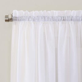 No. 918 Erica Crushed Sheer Voile Rod Pocket Curtain Panel, 51" x 84", White