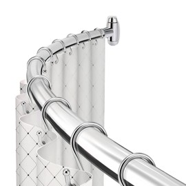 Curved Shower Curtain Rod, TOPROD Round Shower Curtain Rod 48 to 72 Inches Adjustable, Rounded Bowed Stainless Steel Shower Rods for Bathroom, Bathtub, More Shower Space, Chrome, Need to Drill