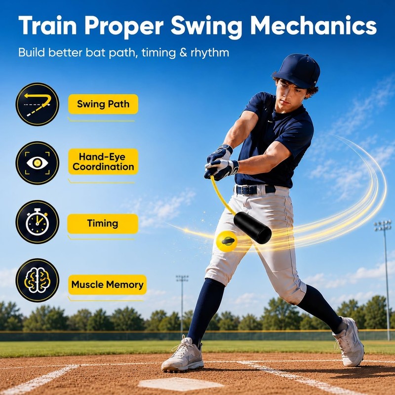 Baseball and Softball Swing Trainer with 8 Foam Balls for