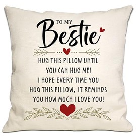 Romantic Hug Throw Pillow Cover for Mom Dad Daughter Son Grandma Grandad Granddaughter Grandson Sister Friends Nanny Birthday Mother's Day Father's Day I Love You Gift (Bestie)