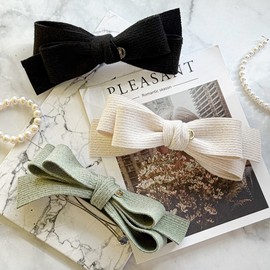 (3 types) Burnaby Cozy Knit Daily Ribbon Hairpin Black / (3종) 버나비 코지 니트 데일리 리본 헤어핀 블랙