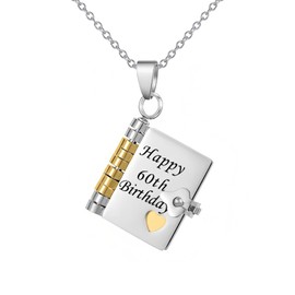 RANKEEF Birthday Gifts for Women -Stainless Steel 40th 50th 60th 70th Birthday Necklace For Her Adjustable Silver 18k Gold Jewelry Openable with 6 Pages Gifts of Love