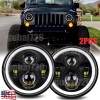 Unbranded Pair DOT 7" Inch Round LED Headlights Hi-Lo Beam