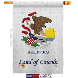 States Illinois Garden House Flags Set Regional USA American Territories Republic Country Particular Area Small Decorative Gift Yard Banner Made in 28 X 40