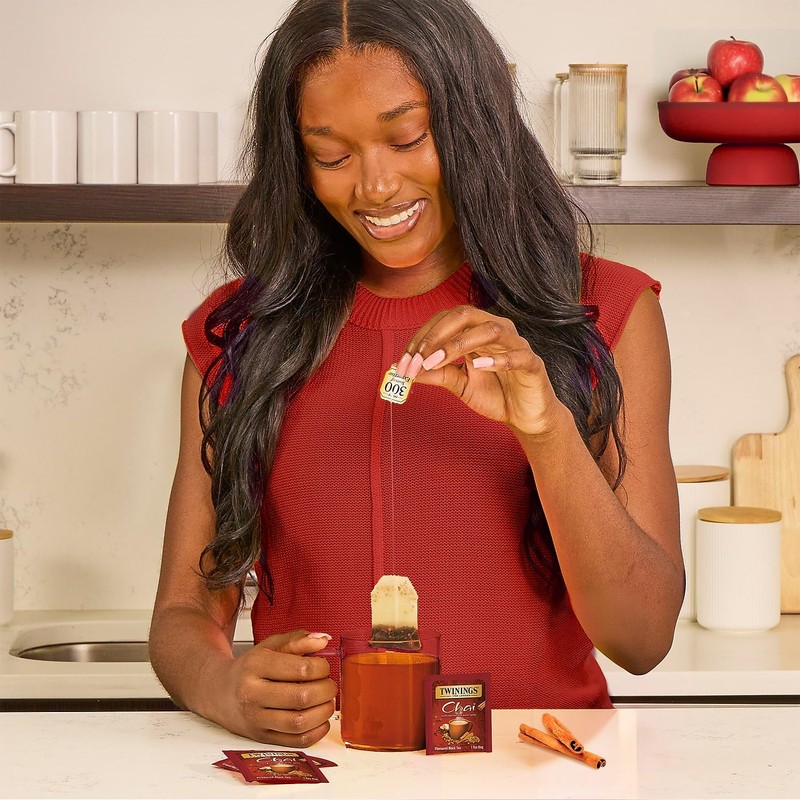 TWININGS 09185 Tea Bags, Chai, 1.76 oz, 25/Box