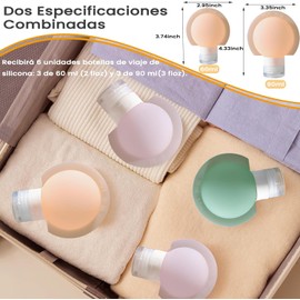 Botellas de Viaje para Artículos de Tocador, 6PCS Botellas de Viaje de Silicona, Contenedores de Viaje, Silicona Reutilizable, Contenedores Exprimibles, Prueba de Fugas