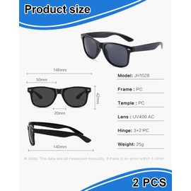 IPNSDON 2PCS Polarised-Sunglasses-Mens-Womens-UV400-Protection Rectangular Sunglasses Retro Black Sun Glasses Unisex Classic Ultralight Shades For outdoor Cycling Driving Fishing