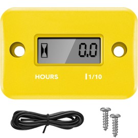 Inductive Hour Meters Digital Engine Hour Meter Automatically Shutdown for Gas Engine Motorcycle Lawn Mower Generator Chainsaws Motocross Snowmobile Karting (Yellow)