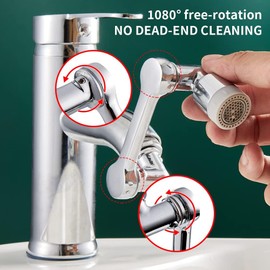 Paquete de 2 extensores de grifo giratorio de 1080°, aireador universal de grifo con modos duales, accesorio de rociador de grifo, aireador de grifo para fregadero de cocina, lavaplatos de ojos, cara, color plateado