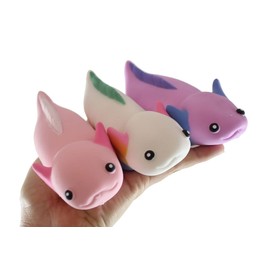 Set of All 3 Color Sand Filled Stretchy Axolotl - Moldable Sensory, Stress, Squeeze Fidget Toy ADHD Special Needs Soothing (Set of All 3 Colors)