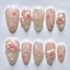 24Pcs Pink Press on Nails Short Almond Nail Tips WLGDLH