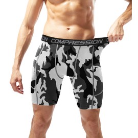 Holure Men's 3 Pack Sport Compression Shorts Compression Underwear,Black/Navy/Camo White 09-2XL