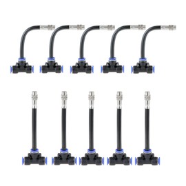 10 Pcs Brass Misting Nozzles Tee with 4 inch Built in Hose, 360° Adjustable Water Mister Nozzles Thread Sprayer 0.043' Misting Parts and Accessories for Patio Outdoor Cooling System