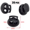 20 Pack Spring Cord Locks for Drawstrings, Black Plastic Double