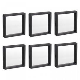 sourcing map Floating Thin Film Display Box, ABS Frame Display Case Holder 11cm x 11cm x 2cm Black for Ring Necklace Bracelet Earring Pack of 10