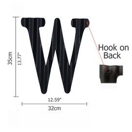 13.7" Metal Letters for Wall Decor, Corrugated Black Large 3D Letters, Decorative Farmhouse Hanging Alphabet Signs for Home Bedroom Office Wedding Party (W)