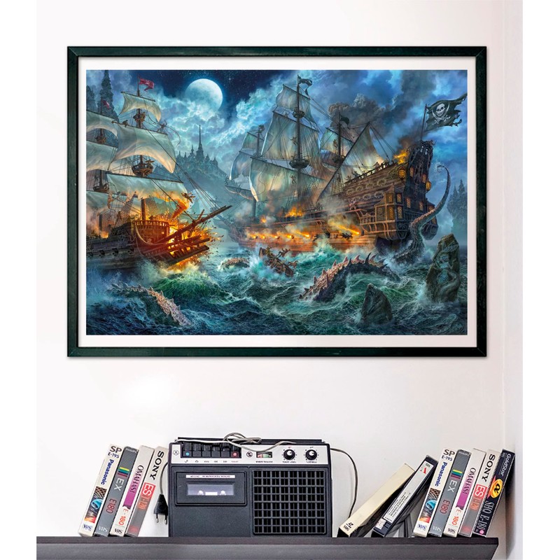 Clementoni 39777 Collection-Pirates Battle 1000 Piece Puzzle for Adults, Illustration