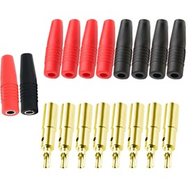 CEMYDEYO 4 mm Gold-Plated Banana Socket, Pack of 10 Insulated Socket Extender for Bare Banana Plug, 24A Connector, Speaker Amplifier Connection Socket, Red and Black