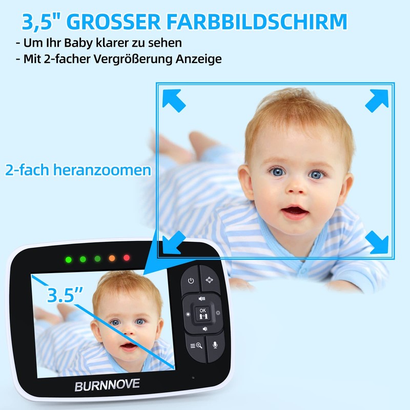 BURNNOVE Baby Monitor with Camera 3.5 Inch Video Baby Monitor