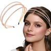 Campsis Wedding Rhinestone Headband Three Row Crystals Hairband Gold Sparkly