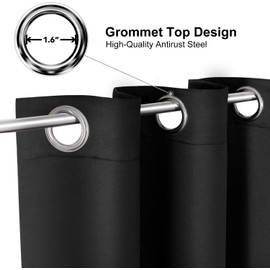 ChrisDowa Grommet Blackout Curtains for Bedroom and Living Room - 2 Panels Set Thermal Insulated Room Darkening Curtains (Black, 52 x 45 Inch)