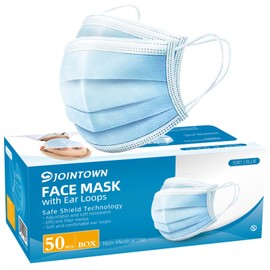 Jointown Mascarilla desechable – Máscara facial de 3 capas de protección de filtro, paquete de 50 unidades, color azul