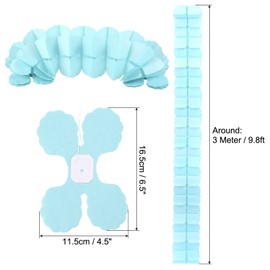 PATIKIL 9.8ft Four-Leaf Garland, 6 Pack Tissue Paper Hanging Flower Garland Reusable Streamers for Party Wedding Backdrop Decorations, Light Blue