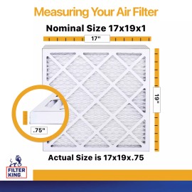 Filter King 17x19x1 Air Filter 6-PACK MERV 13 Actual Size 17 x 19 x .75"