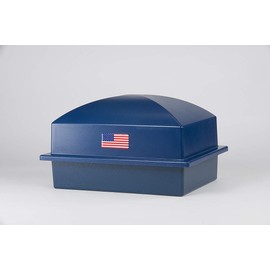 Crowne Vault Urn Vault for Underground Burial | Fortified Container to Hold Adult Human Ashes and Cremation Urns for Cemetery and Ground Burial | Made in the USA | Regent | Navy with American Flag