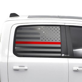BOGAR TECH DESIGNS Precut Side Windows American Flag Vinyl Decal Sticker Compatible with Dodge Ram 2019-2025, Thin Red Line