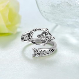 Peireara Witches Knot Ring Celtic Nudo de Bruja Plata 925 Original Sterling Silver Witch Knot Rings Irish Jewelry Gifts for Women