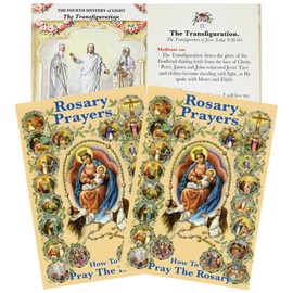 Needzo Illustrated Rosary Prayer Book, Full-Color Mysteries Guide, 54 Pages, 3.5" x 5.5" (Pack of 2)