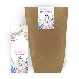 Junaversum 12 Gift Bags + 12 Horse Stickers for Party Bags Guest Gift for Birthday Children's Birthday Wedding Christening (12 Bags + 12 Stickers)