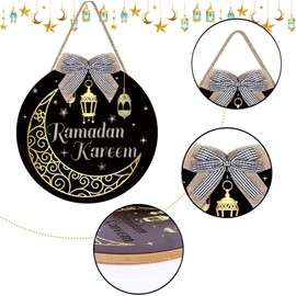 Eid Mubarak Ramadan Decoration - Made of Premium Wood Door Decoration, Perfect for Ramadan and Eid Celebrations