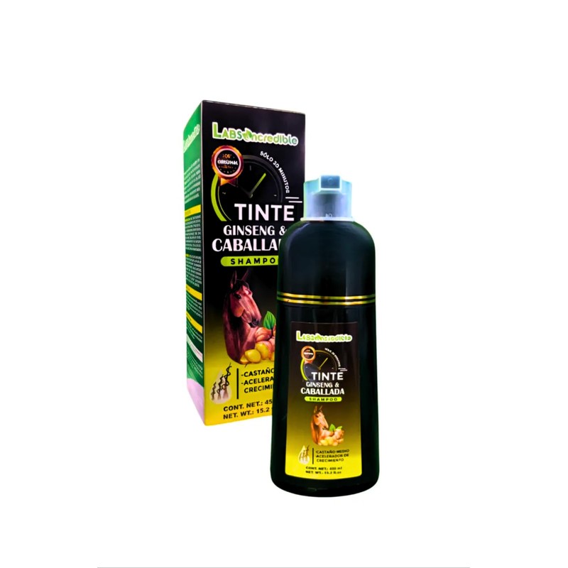 Shampoo Tinte con Ginseng y Caballada, Color Castaño, Acelerador de