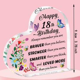 QMVMV 18th Birthday Gifts for Girls,18 Birthday Gifts for Her Girls Sister Daughter Niece Friends,18th Birthday Gifts Idea for 18 Year Old Girls,Happy Eighteenth Birthday Keepsake Plaque Sign