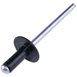 AERZETIX - C57090 - Set of 50 standard blind rivets Ø4x10 mm with flat flange 12 mm wide - made of steel/aluminium - pop rivet - colour black RAL 9005