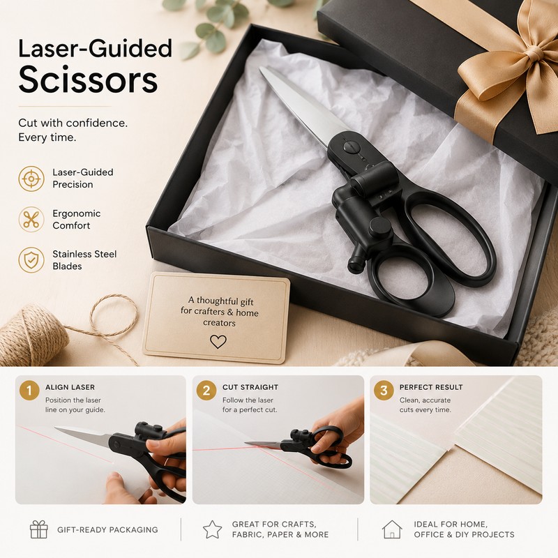 Laser Guided Scissors for Crafts & Sewing – Stainless Steel