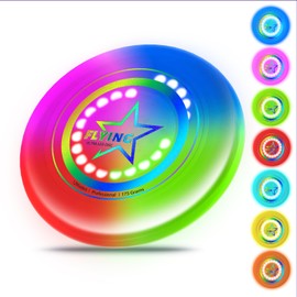 LED Flying Disc Toys for Kids Adults, Light Up Flying Saucer Sport Yard Disc Toy for Outdoor Beach Accessories Backyard Lawn Park, Sports Toy Set Family Game, Cool Birthday Gift for Kid Boy Girl Teen