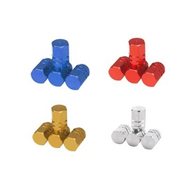 Genérico Tapas de Válvula de Neumático de Aluminio Kit 16 Piezas, Impermeables, para Auto y Moto, Varios Colores. 4 Juegos en Total. Amarillos, Rojos,