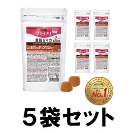 【まとめ買い】UHA味覚糖 通販限定 グミサプリ 亜鉛&マカ 30日分（60粒） コーラ味 5個セット