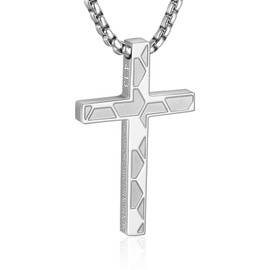 WINFY Soccer Cross Necklace for Boys Men Inspirational Christian Bible Verse Cross Pendant Stainless Steel Chain 20+2 inch Soccer Jewelry Religious Gift for Men(Silver 4-13)