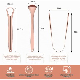 Raspador de Lengua de Acero Inoxidable Set de 3 para Aliento Fresco