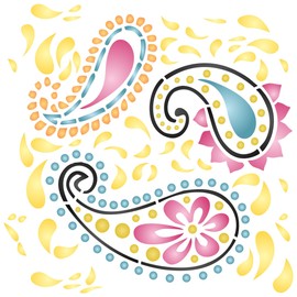 Paisley Pattern Stencil 6.5 x 6.5 Inch Reusable Large Paisley Pattern Wall Stencil