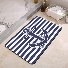 YISUMEI Nautical Anchor Bathroom Mat, Non-Slip Super Absorption Bath Carpet with Rubber Backing, Fit Under Bathroom Doormat Floor Rugs for Shower Buthtub Sink, 17"x24"