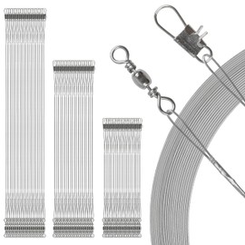 Wire Leader, Set of 60, Abrasion Resistant, Fishing Wire Harris Hairtail, Rigging Ishidai, Harris Fishing 28lb, 5.9 inches (15 cm), 7.9 inches (20 cm), 9.8 inches (25 cm) (Silver)